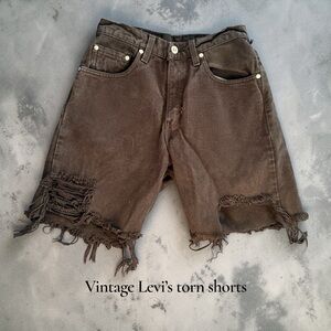 Levi's Black/Grey Wash Distressed Denim Shorts